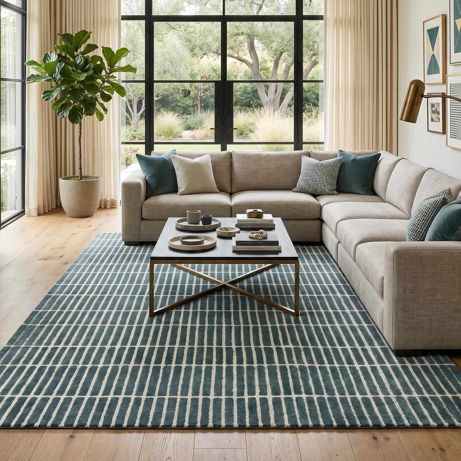 Finial Blue Wool Area Rug by Boutique Rugs