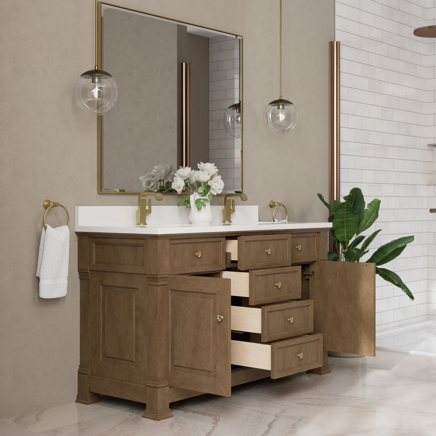 James Martin Brookfield 60" Double Bathroom Vanity, Pecan, view 32
