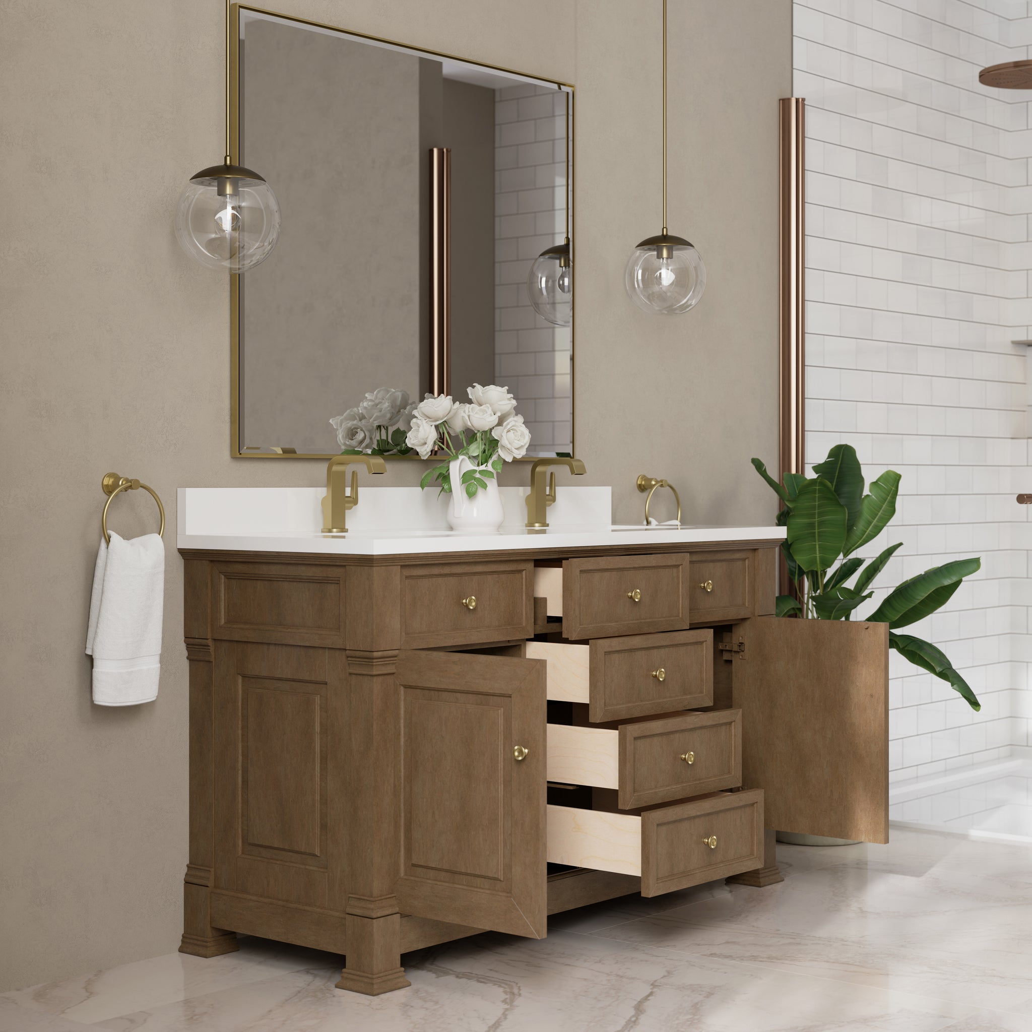 James Martin Brookfield 60" Double Bathroom Vanity, Pecan, view 32