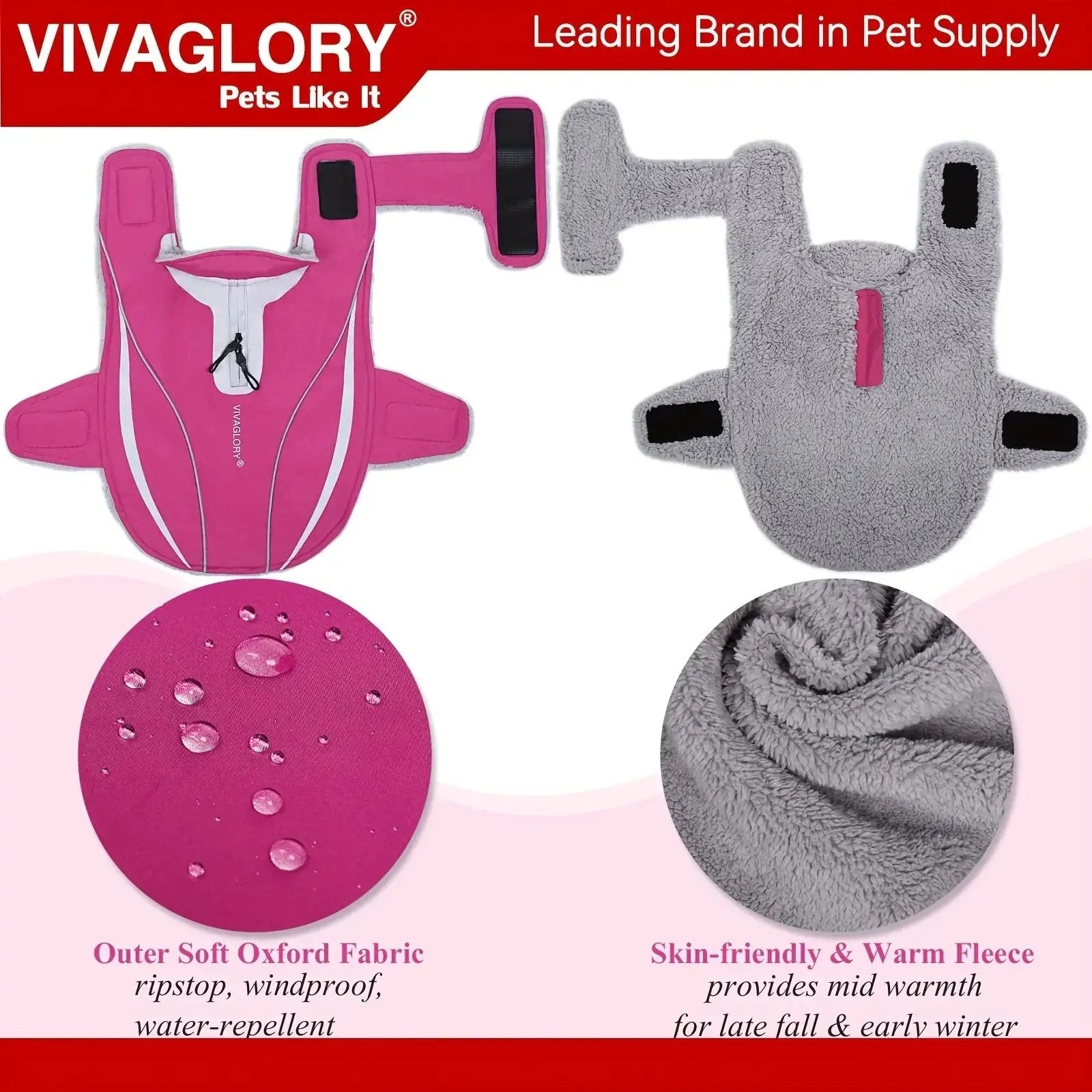 VIVAGLORY Dog Coat For Winter Dog Jacket With Harness Hole, Fleece Dog Vest For Cold Weather Dog Fleece Coat With , Warm Dog Parka Puppy Coat For Snow Puppy Jacket With Zipper, Reflective Dog Coat Dog Jacket For Hunting by House Of Avana