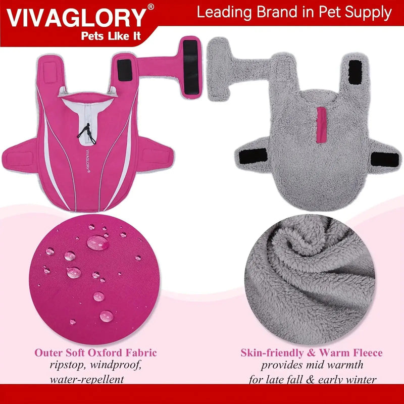 VIVAGLORY Dog Coat For Winter Dog Jacket With Harness Hole, Fleece Dog Vest For Cold Weather Dog Fleece Coat With , Warm Dog Parka Puppy Coat For Snow Puppy Jacket With Zipper, Reflective Dog Coat Dog Jacket For Hunting by House Of Avana