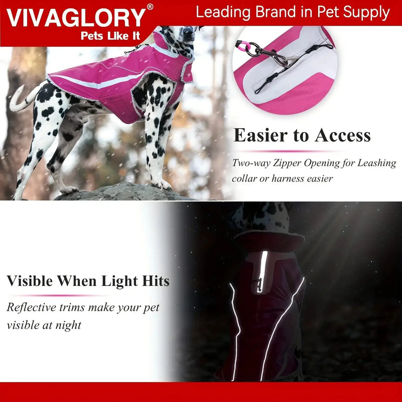 VIVAGLORY Dog Coat For Winter Dog Jacket With Harness Hole, Fleece Dog Vest For Cold Weather Dog Fleece Coat With , Warm Dog Parka Puppy Coat For Snow Puppy Jacket With Zipper, Reflective Dog Coat Dog Jacket For Hunting by House Of Avana