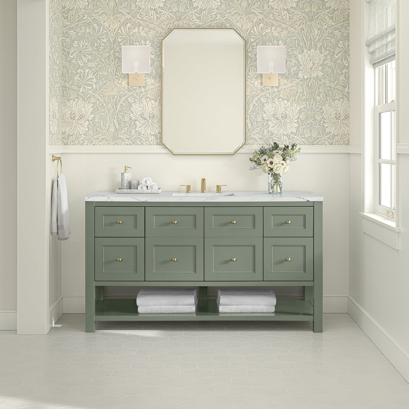 James Martin Breckenridge 60" Single Bathroom Vanity, Smokey Celadon, view 36