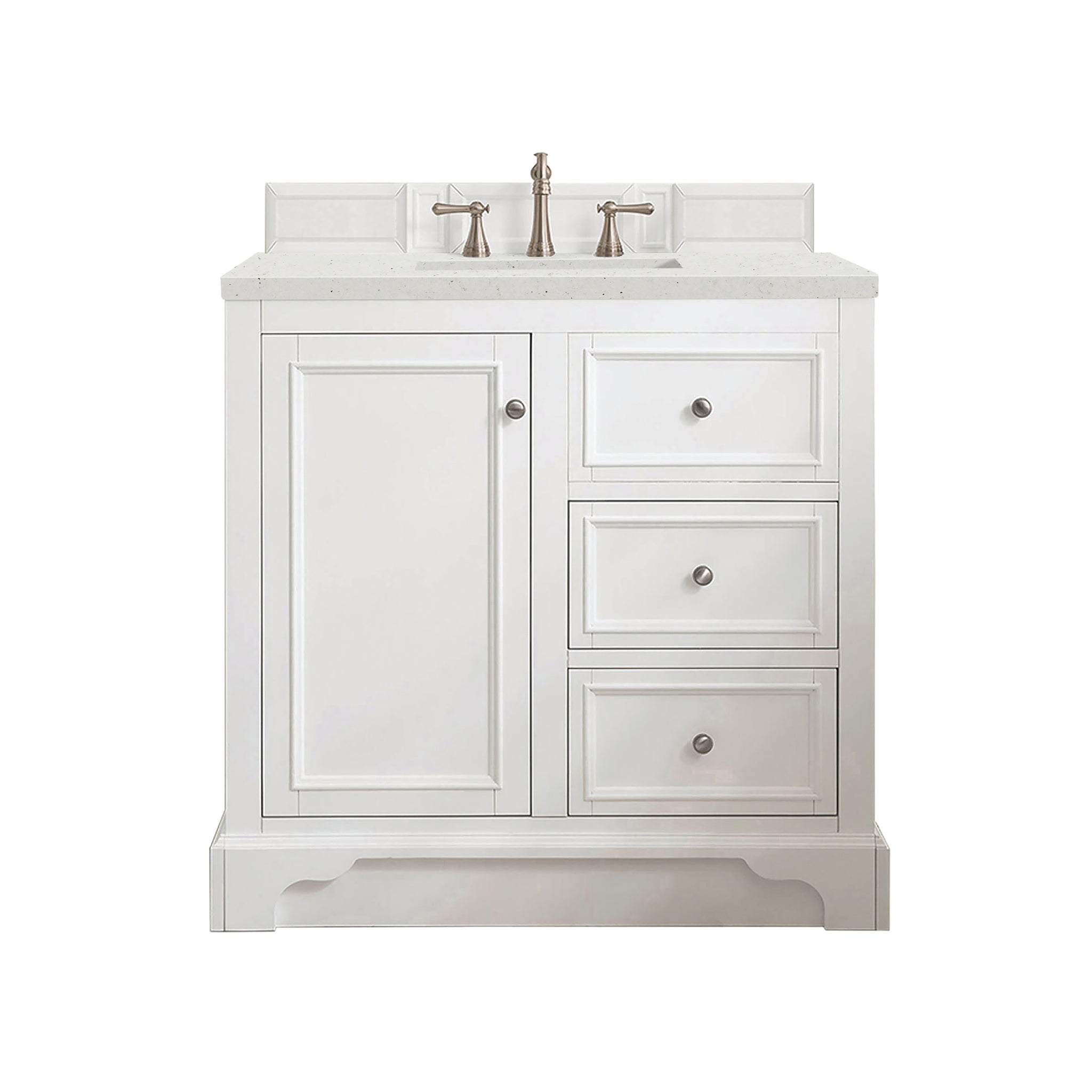 James Martin De Soto 36" Single Bathroom Vanity, Bright White with Lime Delight countertop