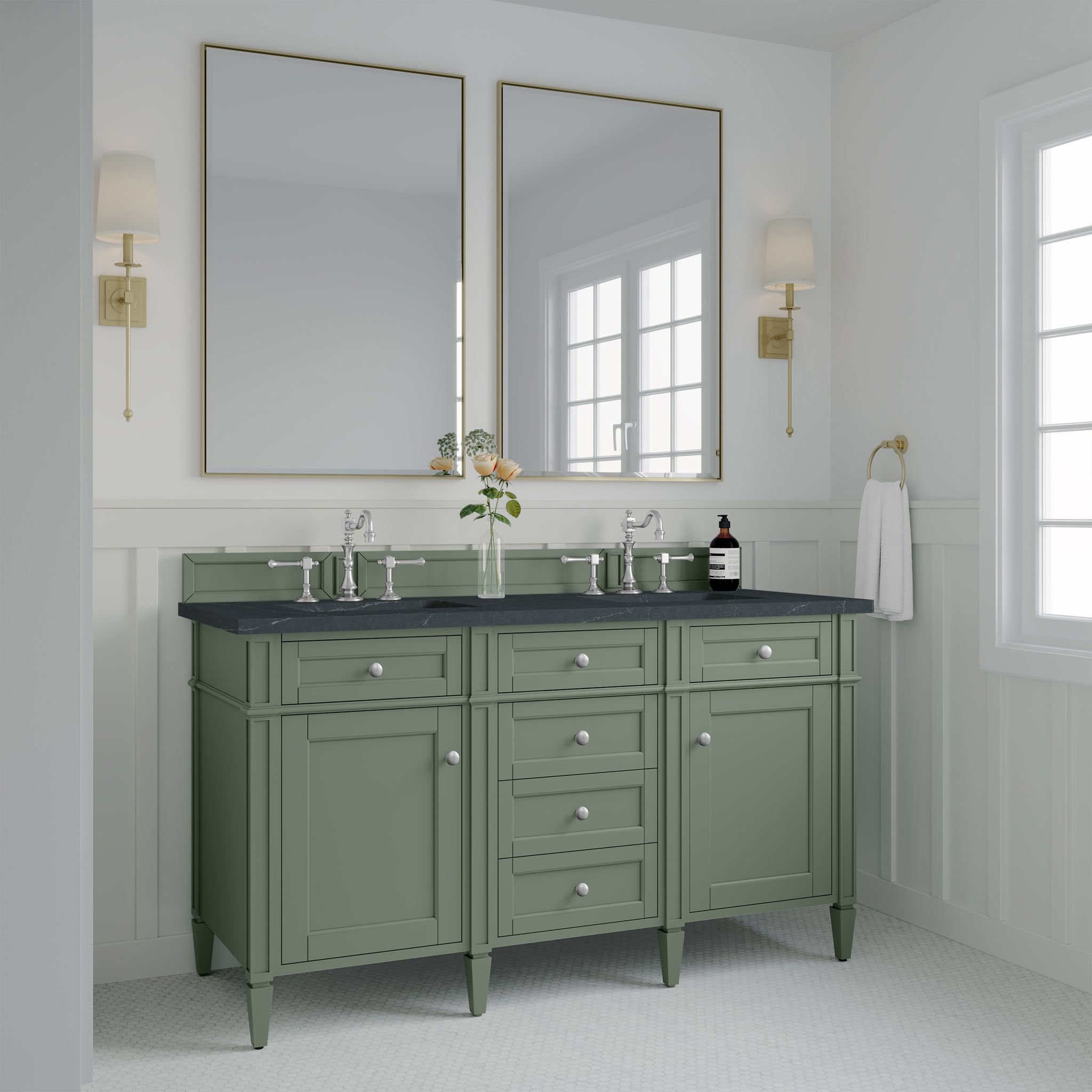 James Martin Brittany 60" Double Bathroom Vanity, Smokey Celadon, view 37