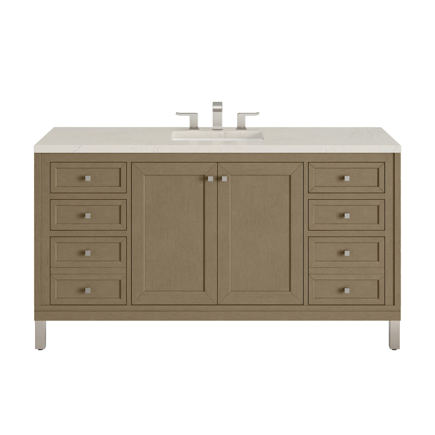 James Martin Chicago 60" Single Bathroom Vanity, Walnut Whisper with Siberian countertop