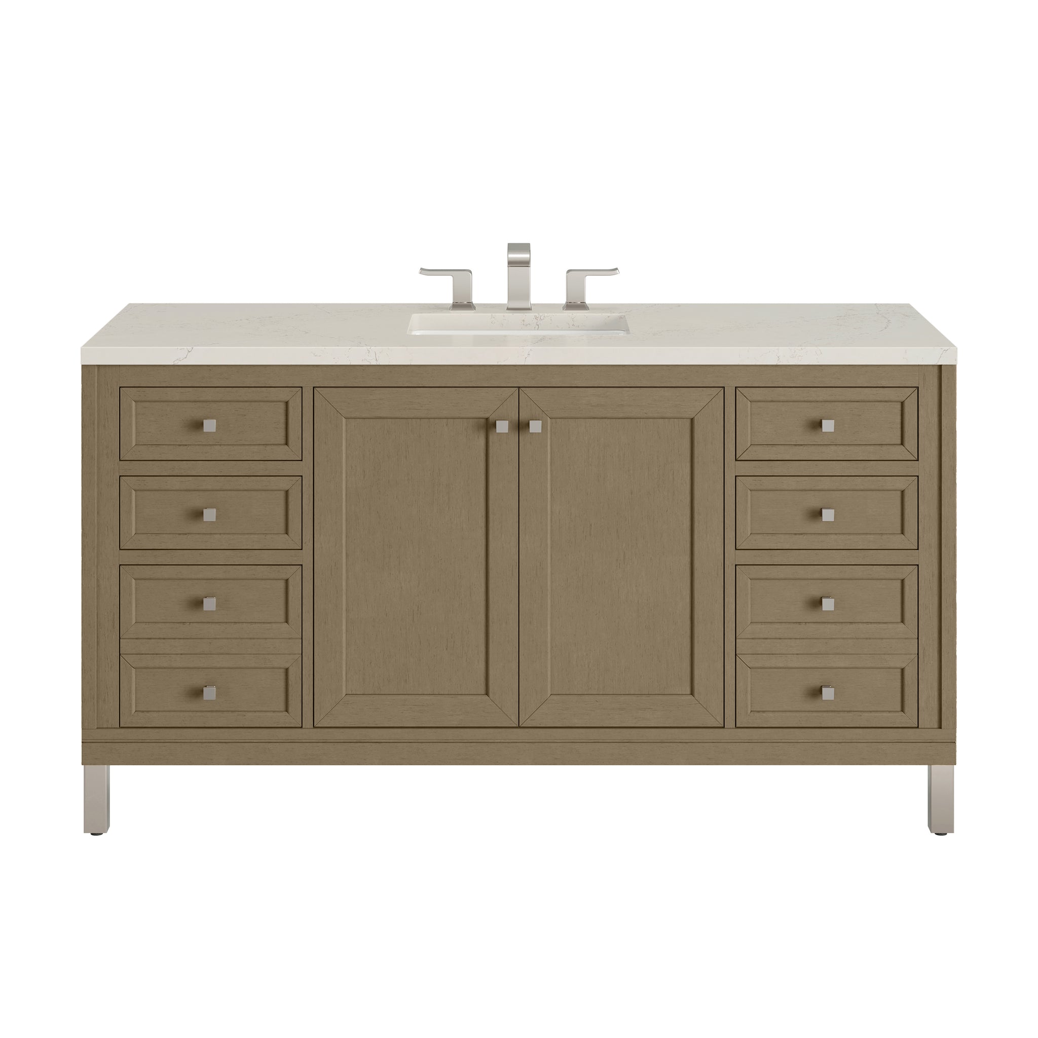 James Martin Chicago 60" Single Bathroom Vanity, Walnut Whisper with Siberian countertop