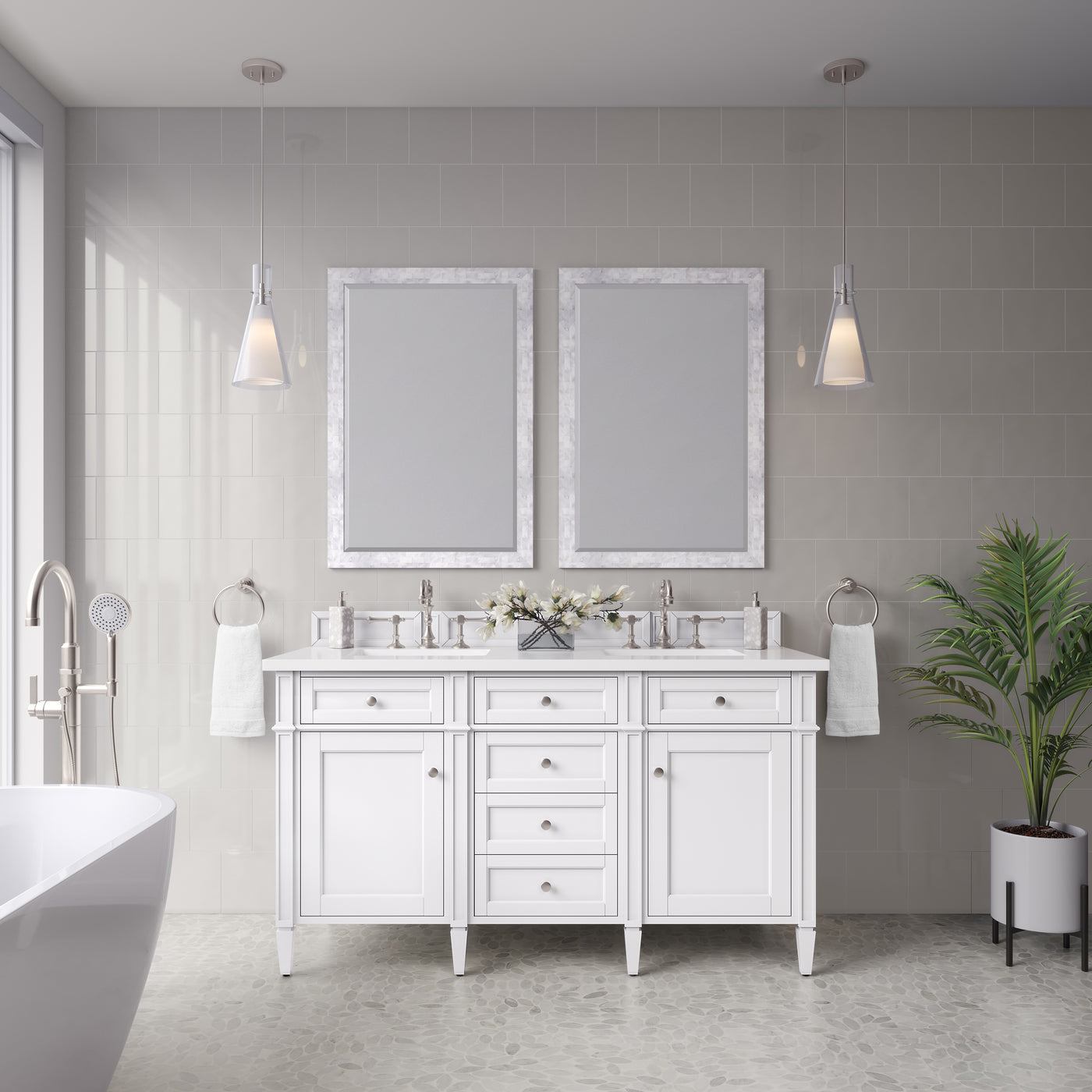 James Martin Brittany 60" Double Bathroom Vanity, Bright White, view 24