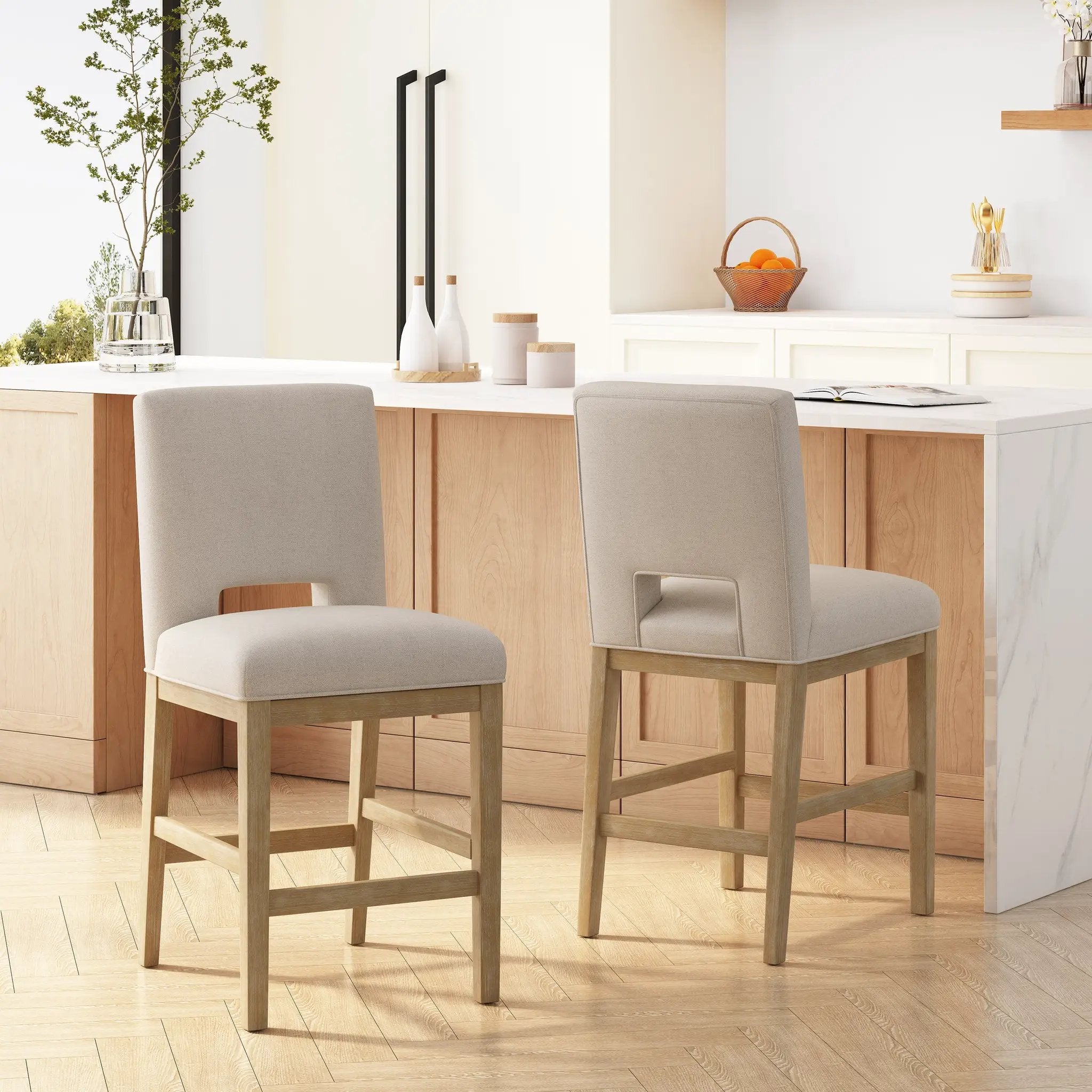 27 Inch Counter Stools, Set of 2, Fabric by HouseOfZazla