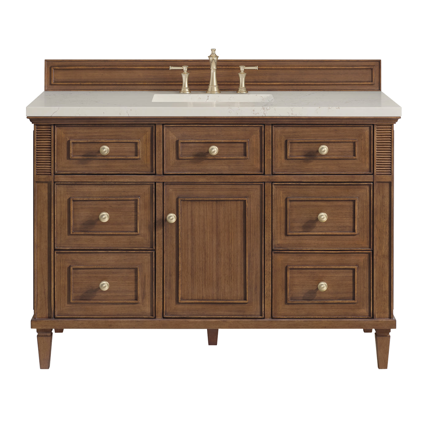 James Martin Lorelai 48" Single Bathroom Vanity, Mid-Century Walnut with Siberian (FreePower) countertop