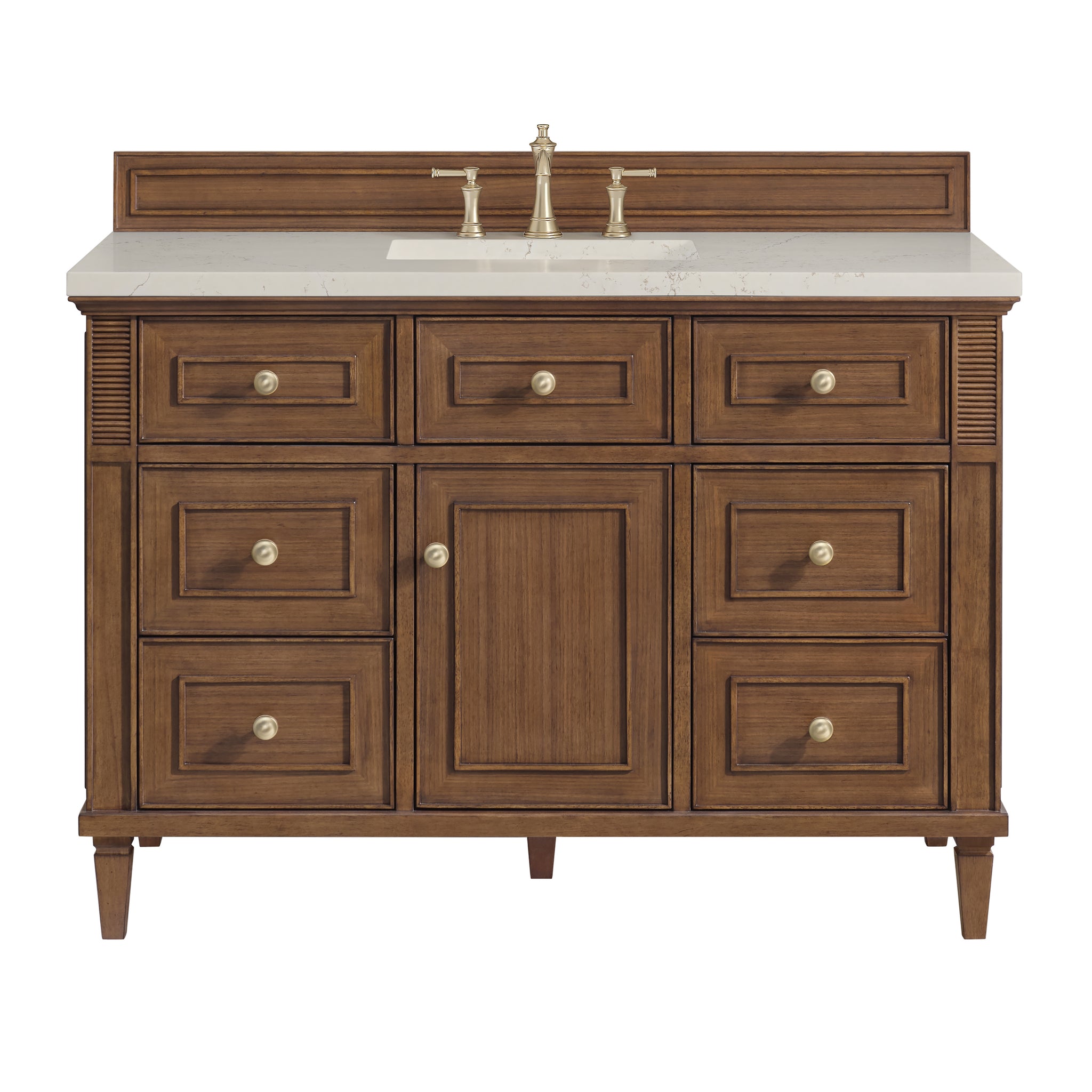 James Martin Lorelai 48" Single Bathroom Vanity, Mid-Century Walnut with Siberian (FreePower) countertop