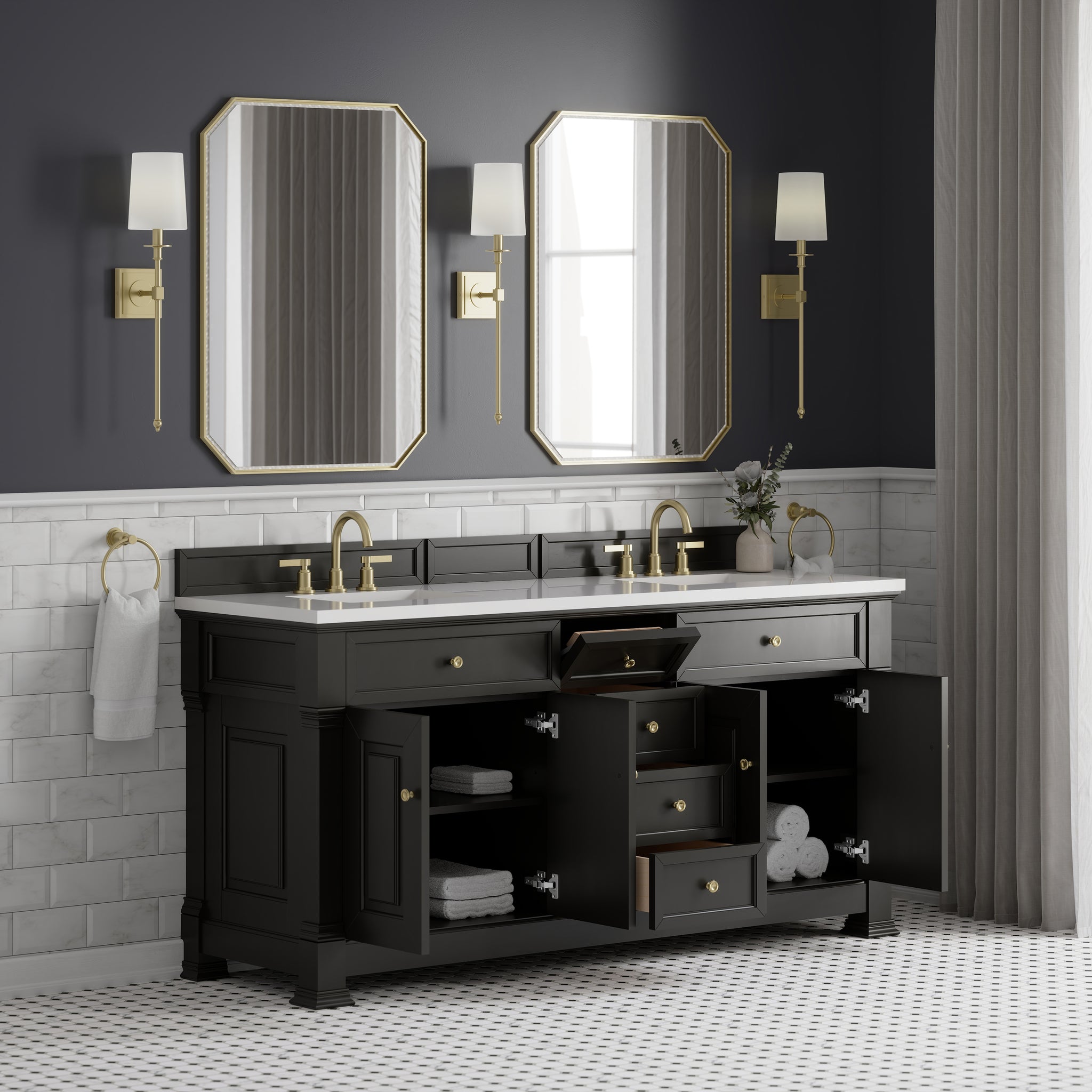 James Martin Brookfield 72" Double Bathroom Vanity, Black Onyx, view 31