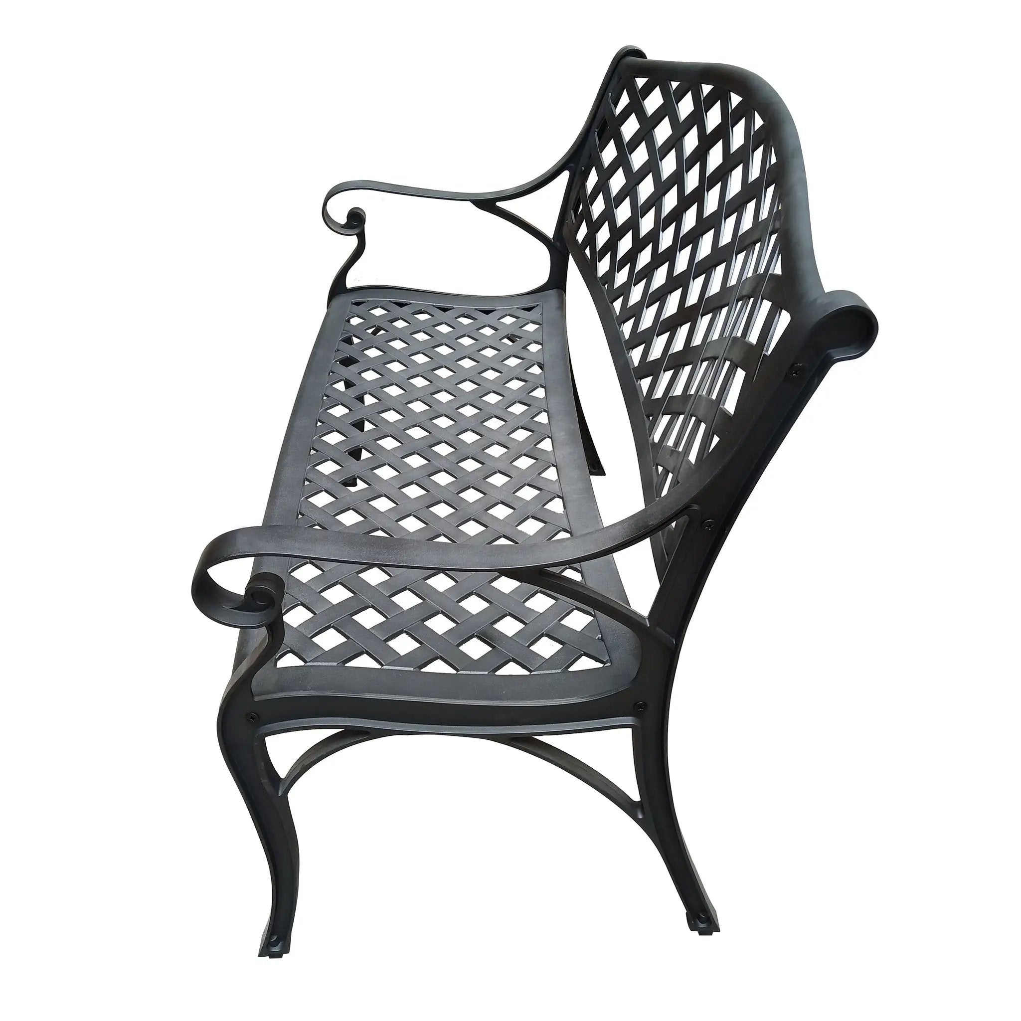 Outdoor Aluminum Modern 40-in Black Patio Bench Loveseat by Sharicks