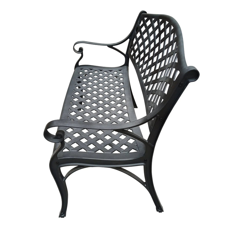 Outdoor Aluminum Modern 40-in Black Patio Bench Loveseat by Sharicks