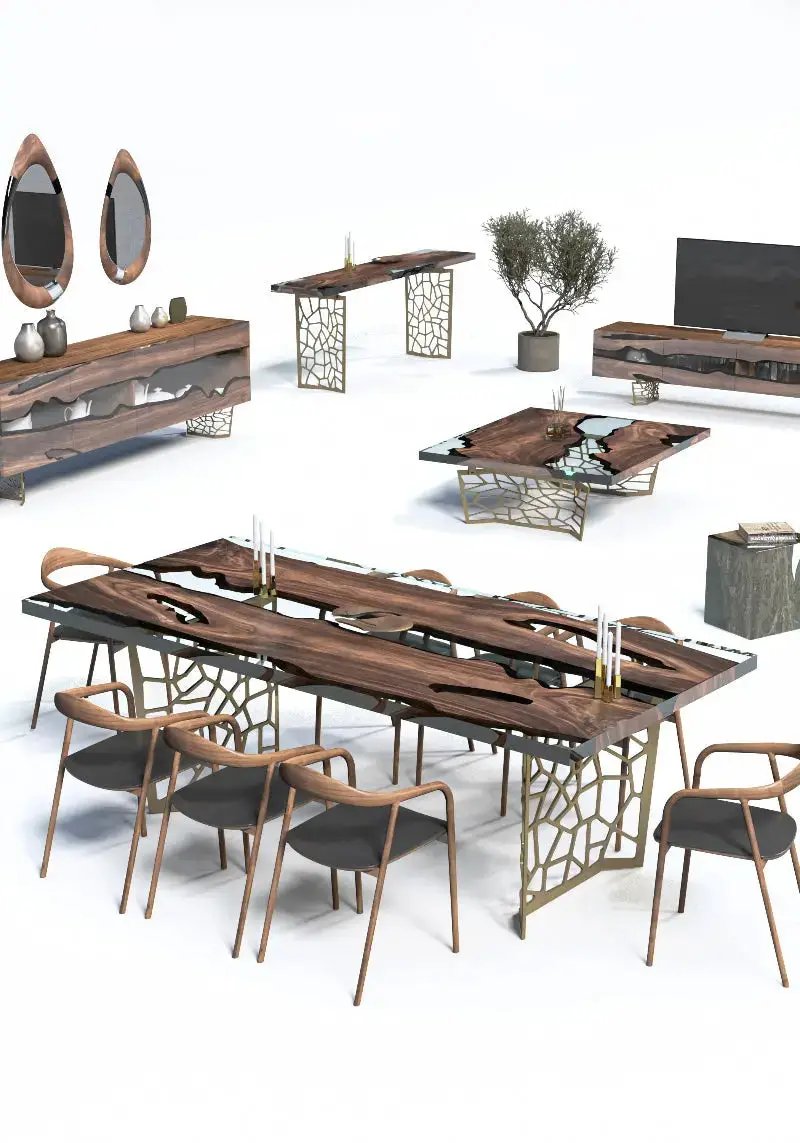 Resin Walnut River Dining Room Table | Voronoi Table, photo 9 of 17
