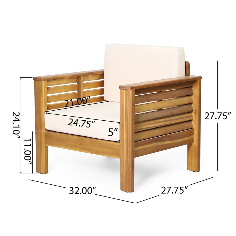 Set of 2 Outdoor Acacia Wood Club Chairs with Cushions by HouseOfZazla