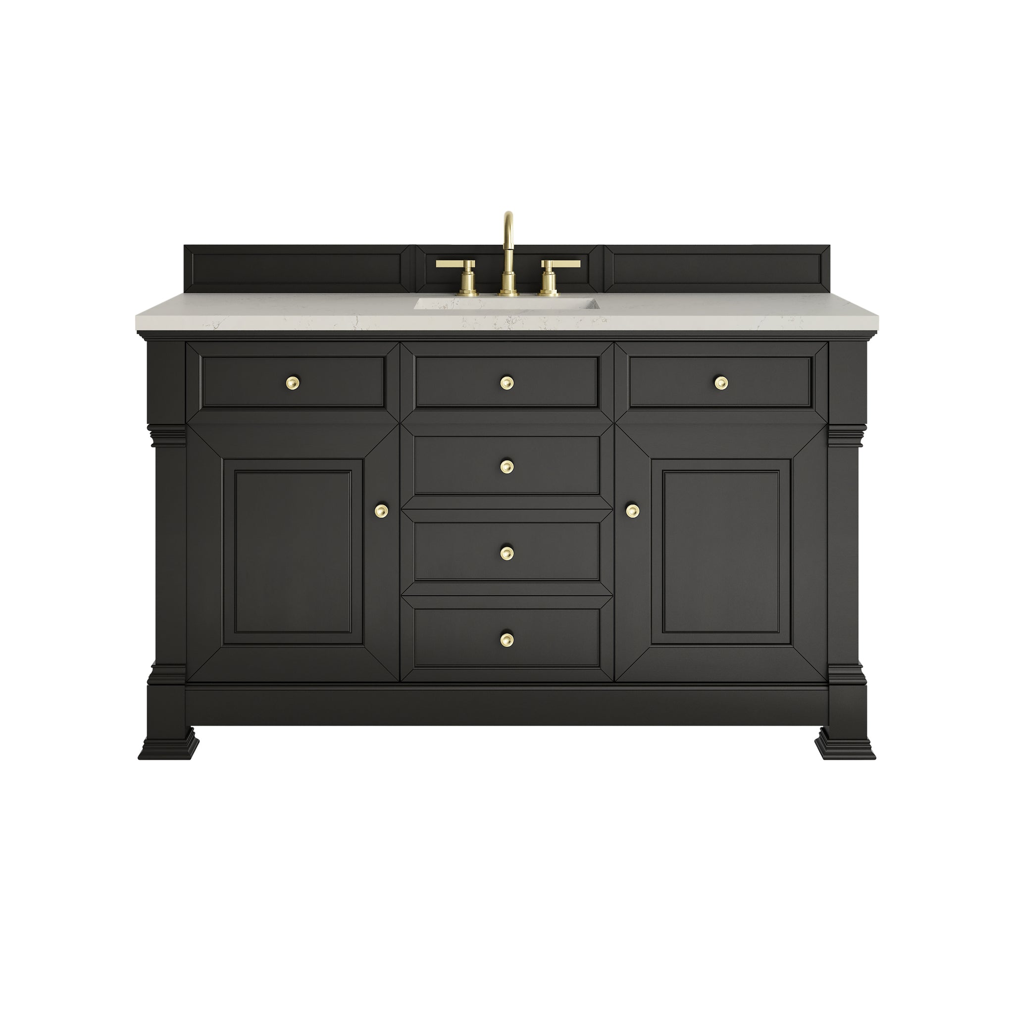 James Martin Brookfield 60" Single Bathroom Vanity, Black Onyx with Siberian countertop