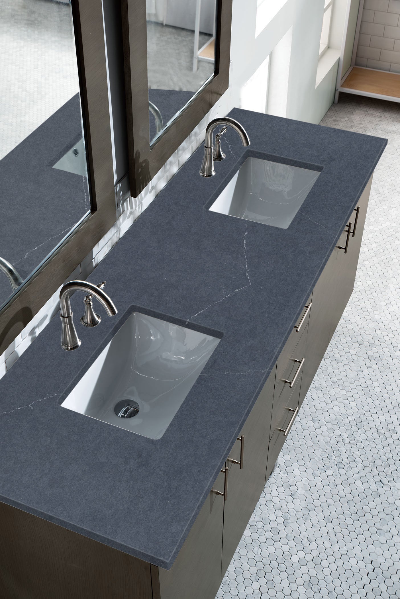 James Martin Metropolitan 72" Dual Mount Double Bathroom Vanity, Silver Oak, view 25