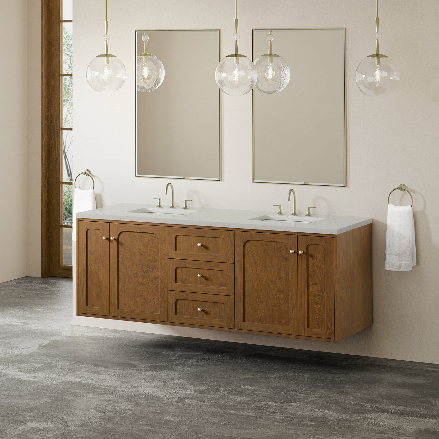 James Martin Laurent 72" Dual Mount Double Bathroom Vanity, Honey Oak, view 37