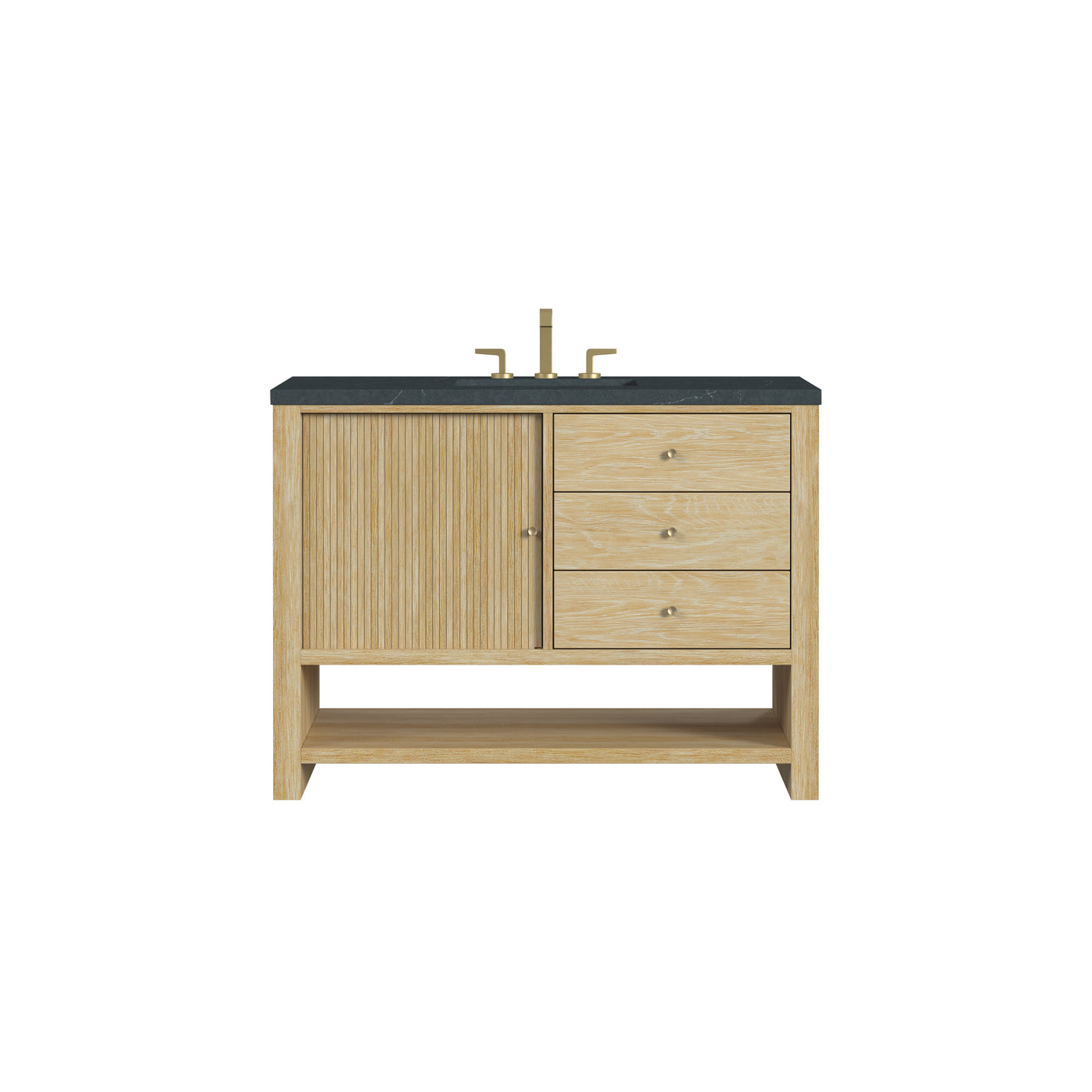 James Martin Marigot 48" Single Bathroom Vanity, Sunwashed Oak with Charcoal Soapstone countertop