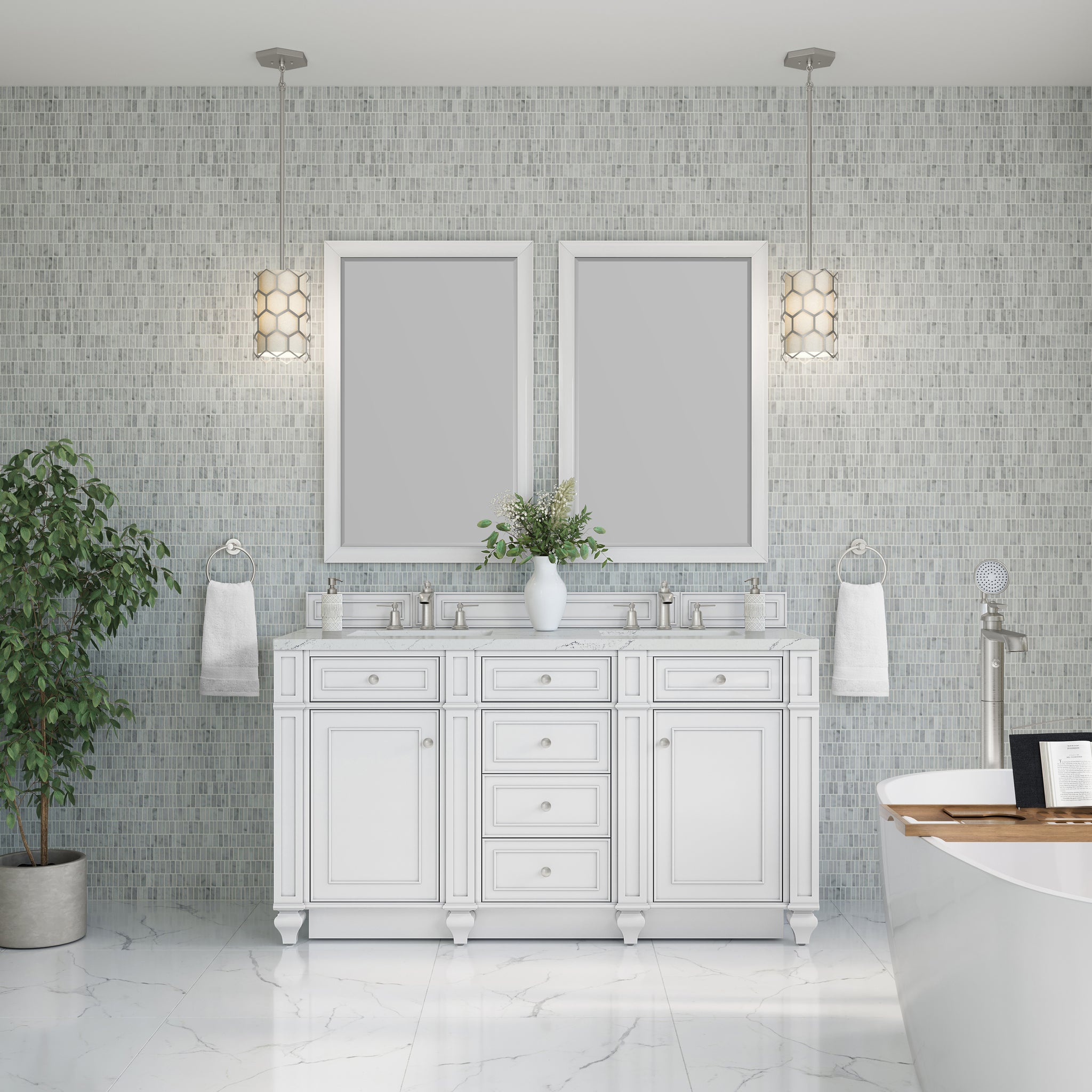 James Martin Bristol 60" Double Bathroom Vanity, Bright White, view 32