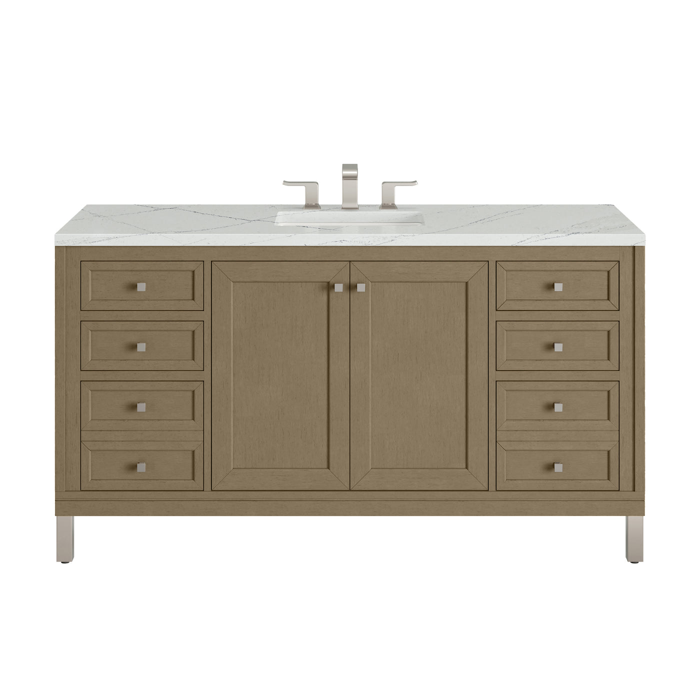 James Martin Chicago 60" Single Bathroom Vanity, Walnut Whisper with Ethereal Noctis countertop