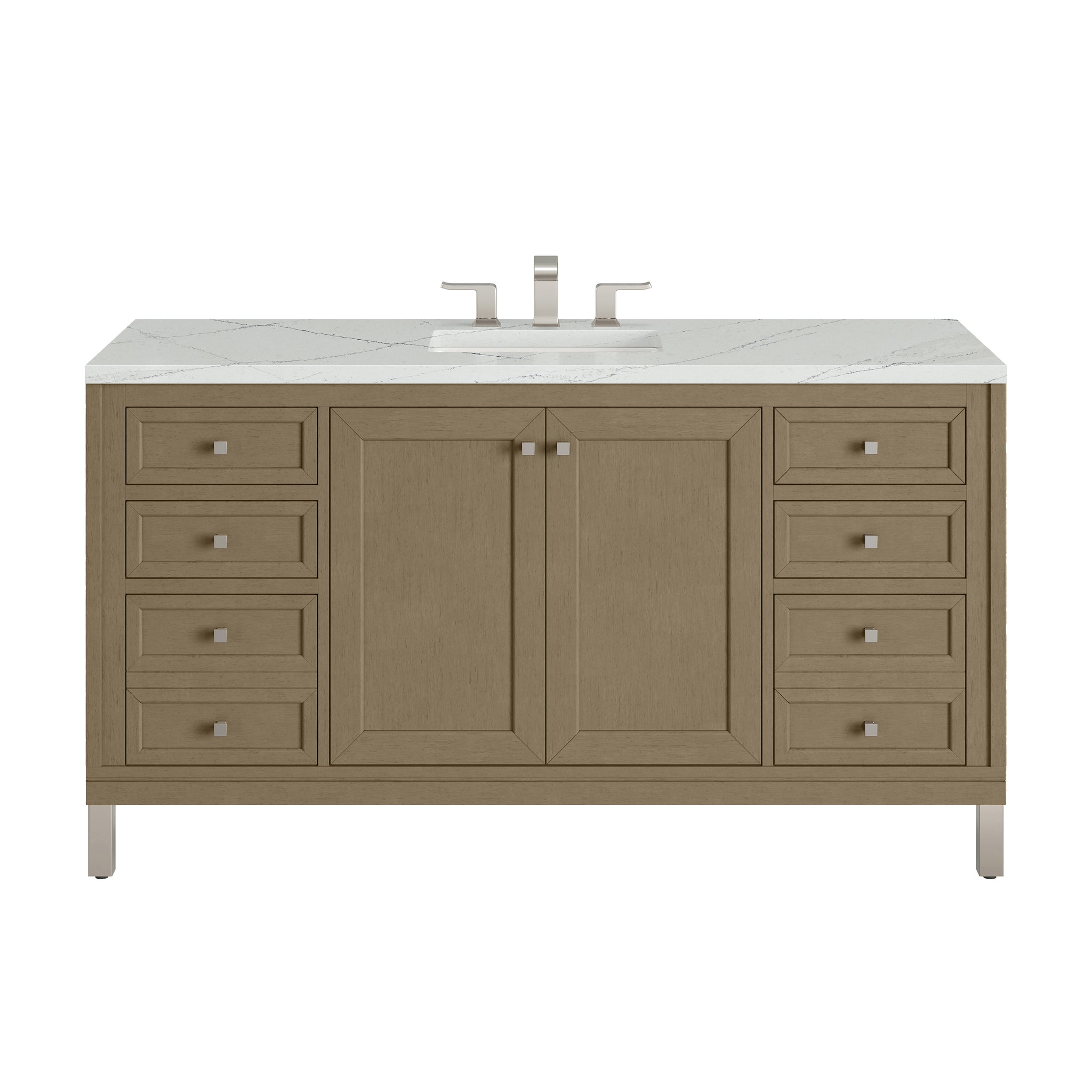 James Martin Chicago 60" Single Bathroom Vanity, Walnut Whisper with Ethereal Noctis countertop