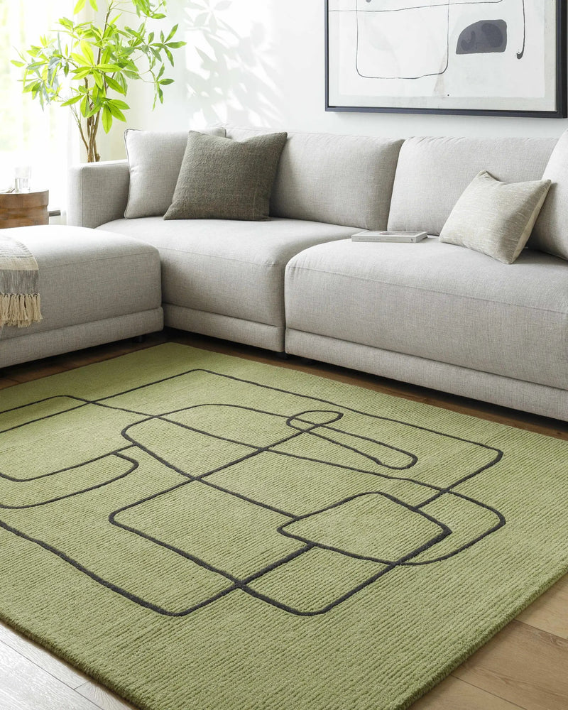 Vatsa Green Abstract Area Rug by Boutique Rugs