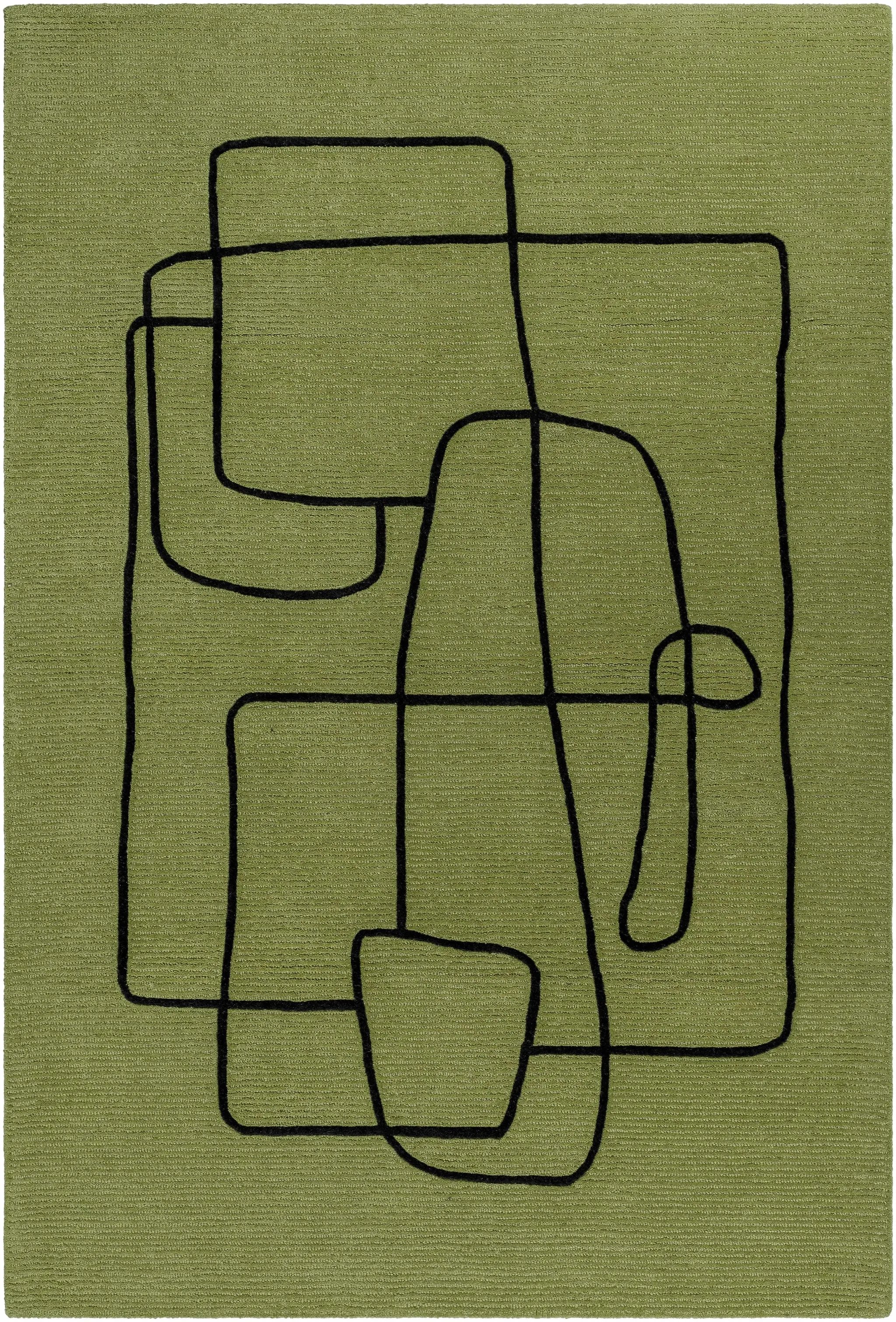 Vatsa Green Abstract Area Rug by Boutique Rugs