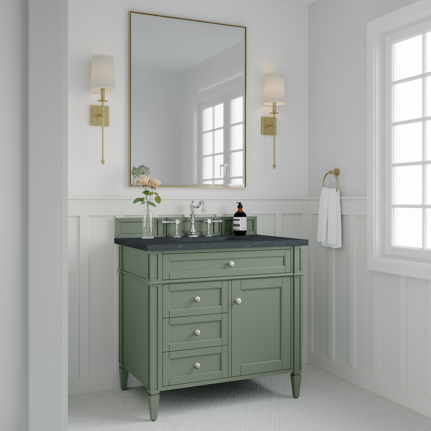 James Martin Brittany 36" Single Bathroom Vanity, Smokey Celadon, view 21
