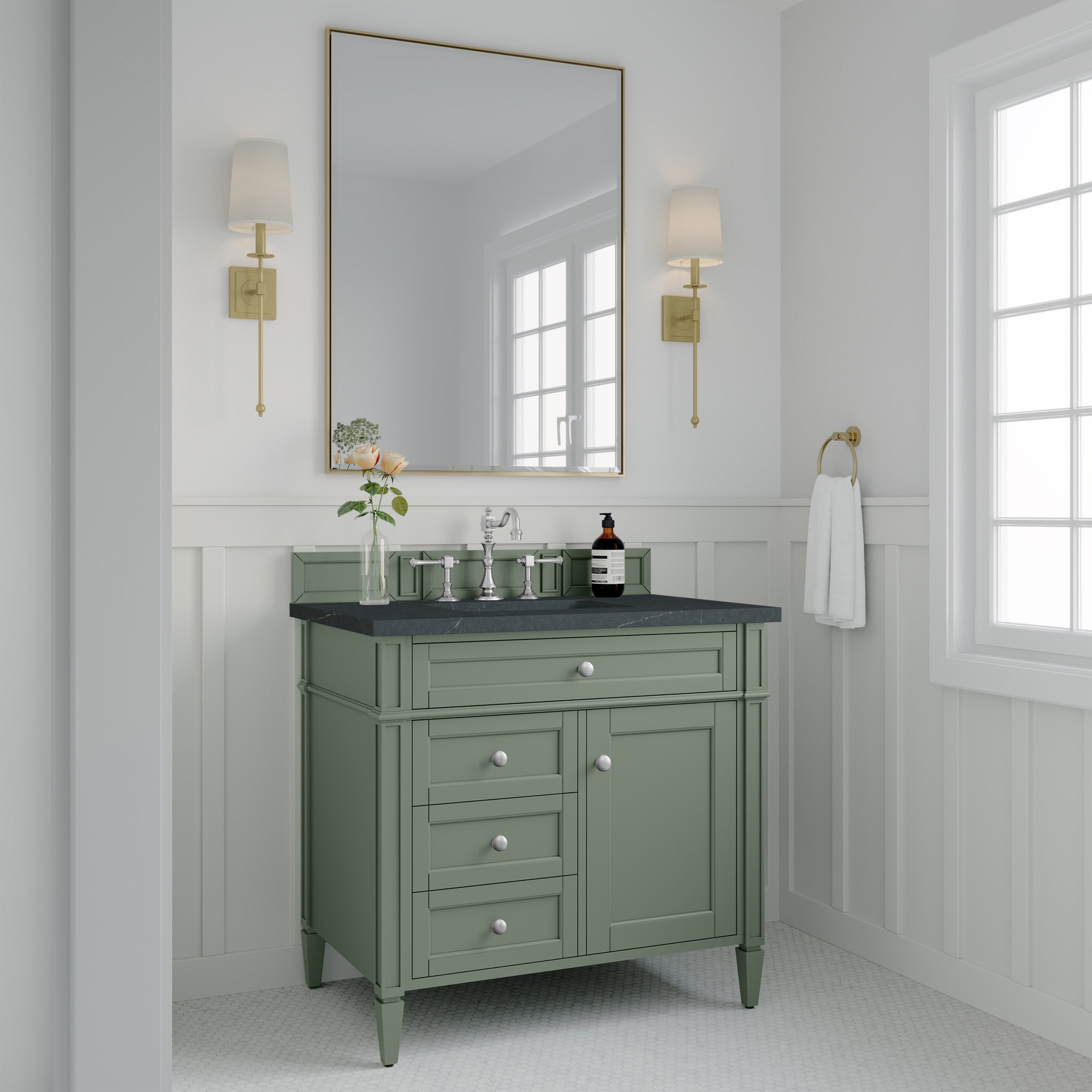 James Martin Brittany 36" Single Bathroom Vanity, Smokey Celadon, view 21