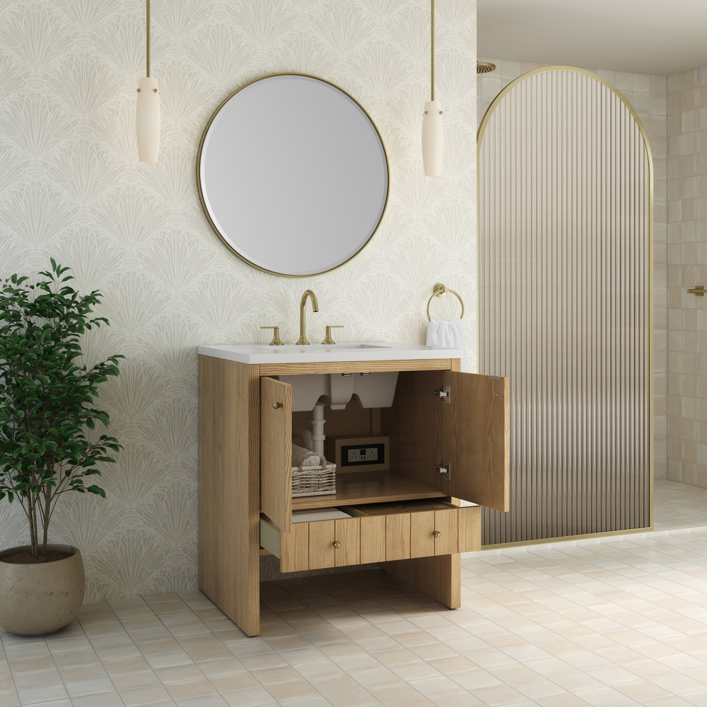James Martin Hudson 30" Single Bathroom Vanity, Light Natural Oak, view 36
