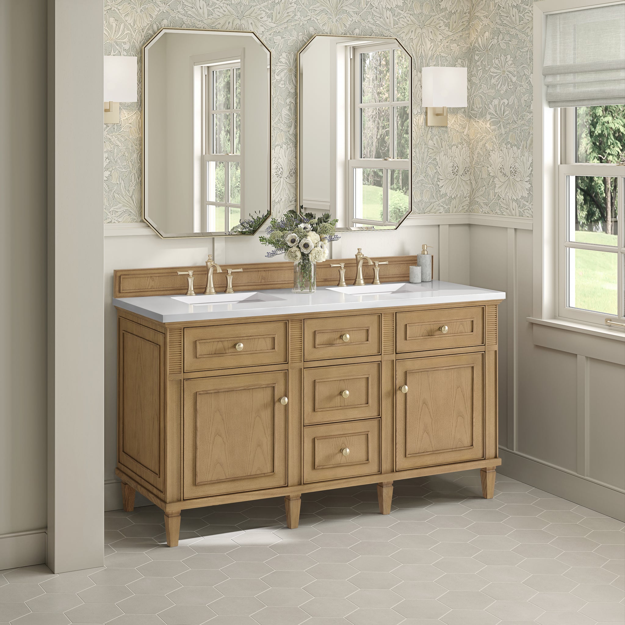 James Martin Lorelai 60" Double Bathroom Vanity, Light Natural Oak, view 40