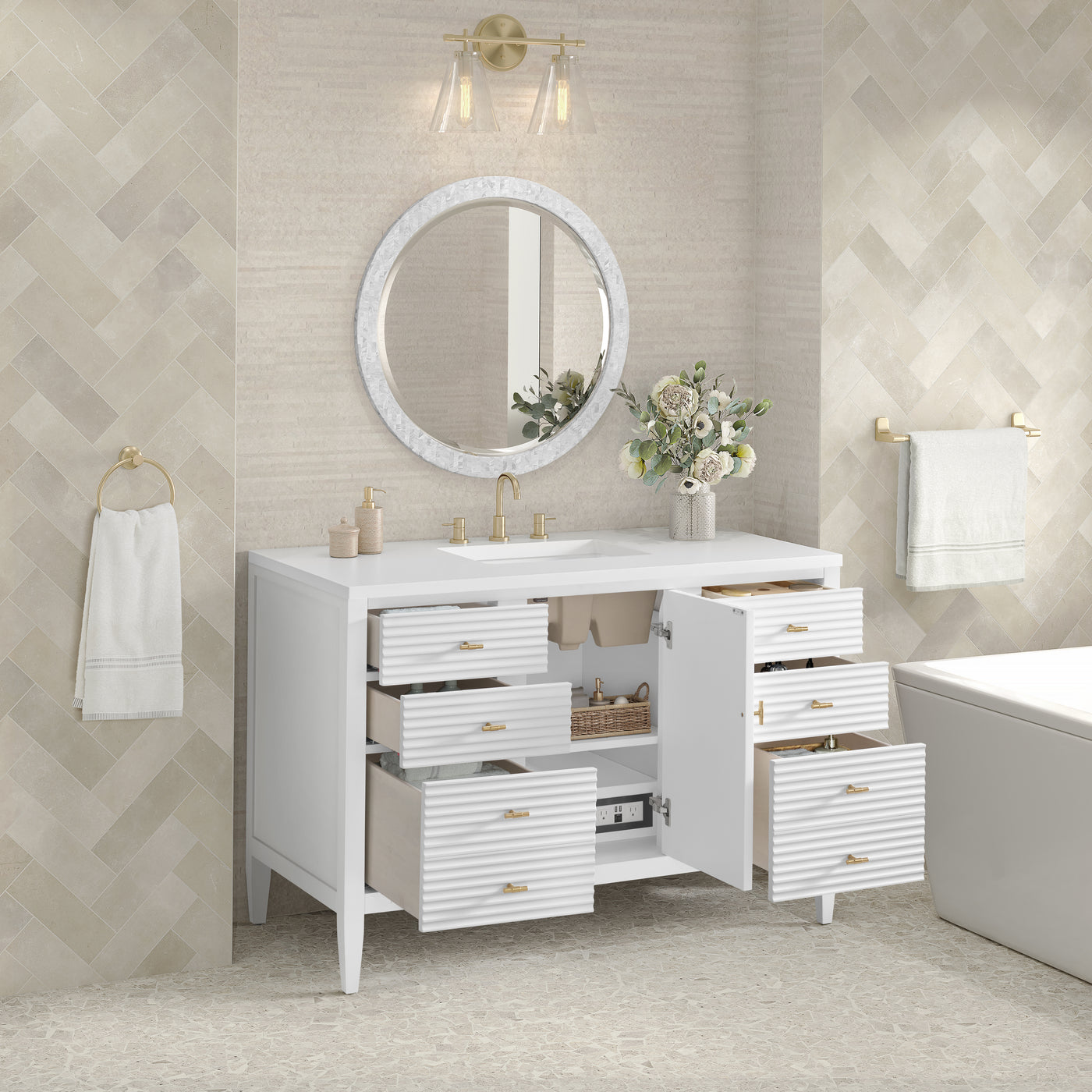 James Martin Myrrin 48" Single Bathroom Vanity, Bright White, view 40