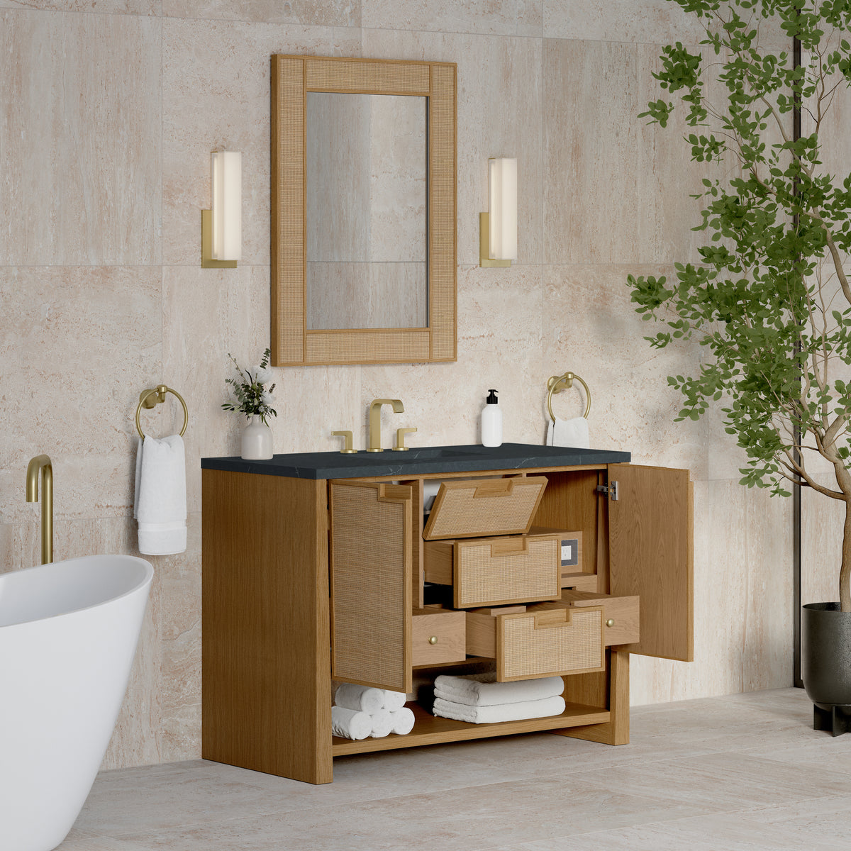 James Martin Solene 48" Single Bathroom Vanity, Seaside Oak, view 35