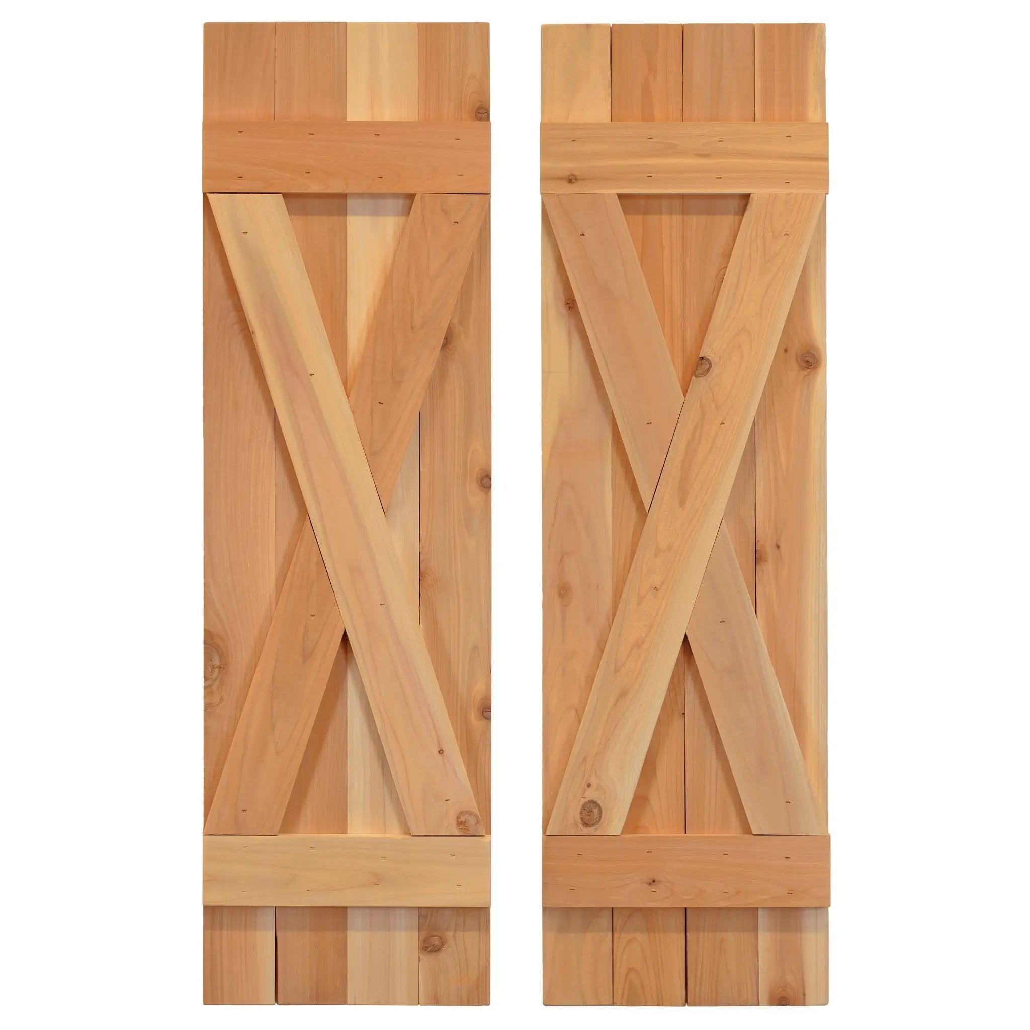 X-Bar Exterior Wood Shutters - Cedar - Set of 2 by Dogberrycollections