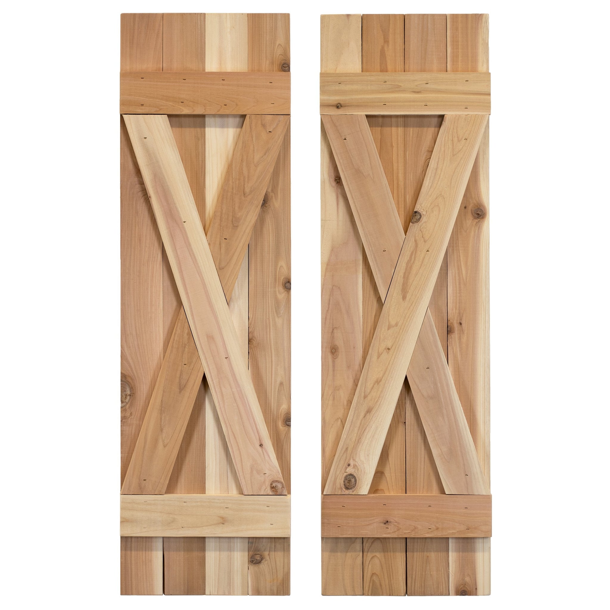 X-Bar Exterior Wood Shutters - Cedar - Set of 2 by Dogberrycollections