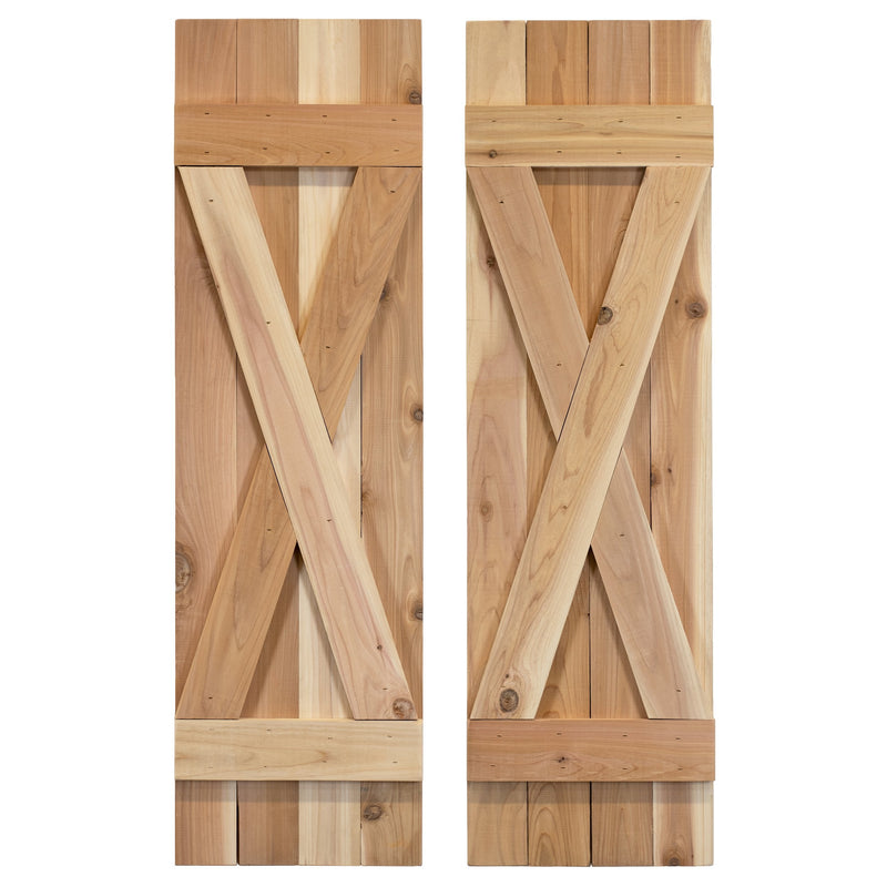 X-Bar Exterior Wood Shutters - Cedar - Set of 2 by Dogberrycollections