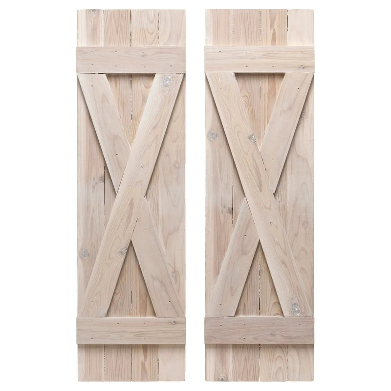 X-Bar Exterior Wood Shutters - Cedar - Set of 2 by Dogberrycollections