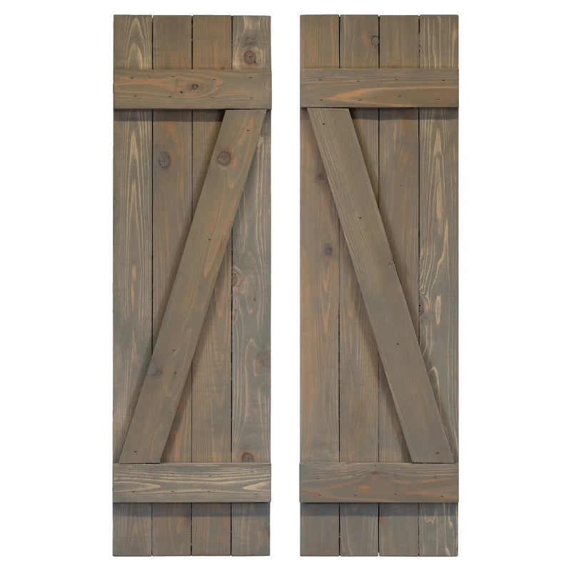 Z-Bar Exterior Wood Shutters - Cedar - Set of 2 by Dogberrycollections