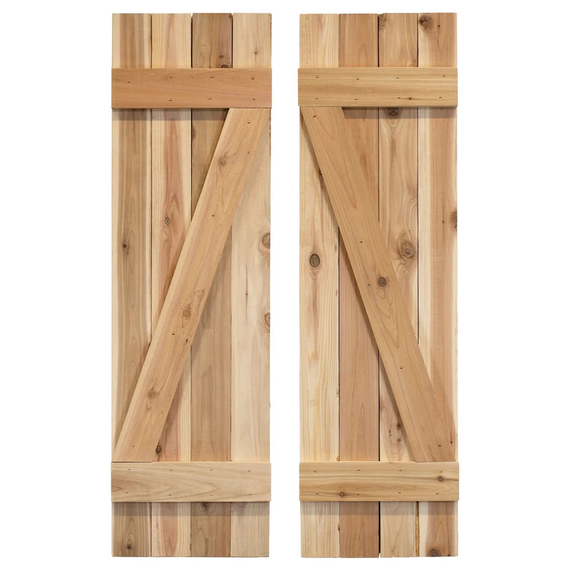 Z-Bar Exterior Wood Shutters - Cedar - Set of 2 by Dogberrycollections
