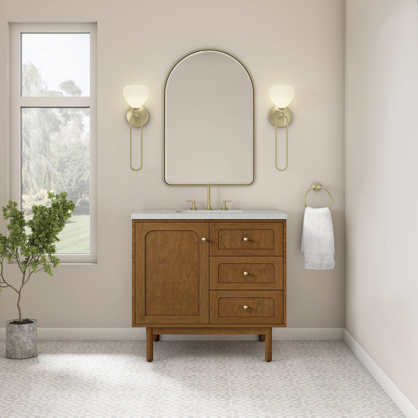 James Martin Laurent 36" Dual Mount Single Bathroom Vanity, Honey Oak, view 29