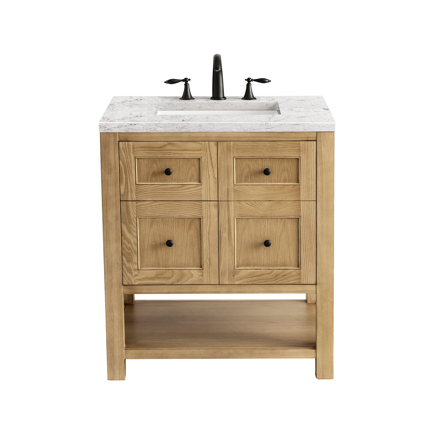 James Martin Breckenridge 30" Single Bathroom Vanity, Light Natural Oak with Eternal Jasmine Pearl countertop