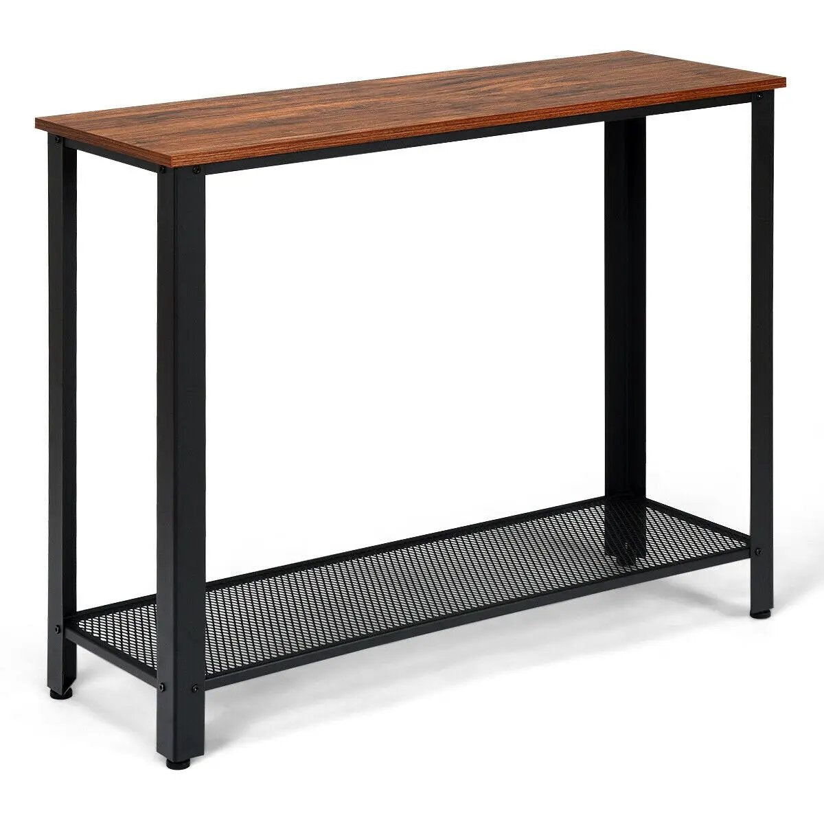 Metal Frame Wood Console Sofa Table with Storage Shelf, photo 3 of 9