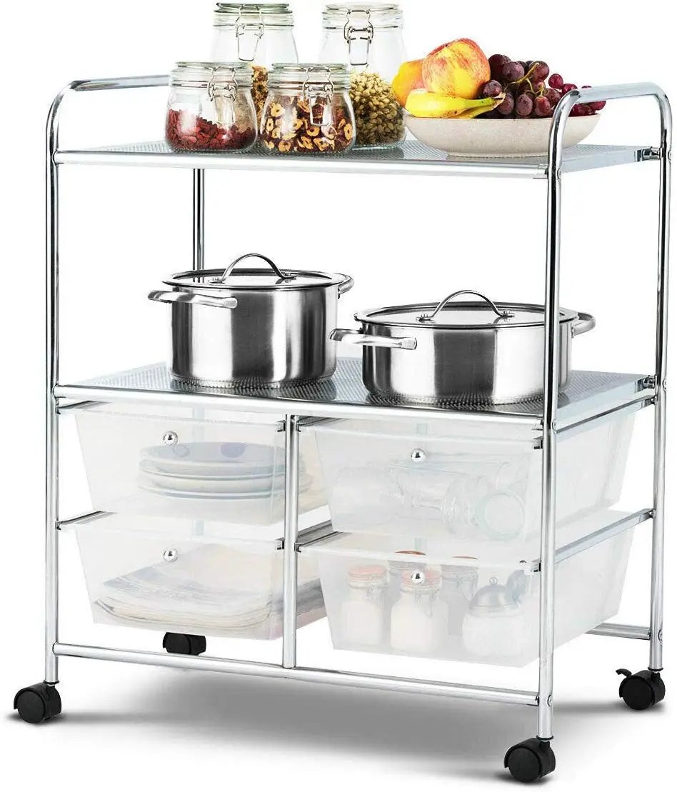 Mobile 4 Drawers Shelves Rolling Storage Cart Rack, photo 3 of 15