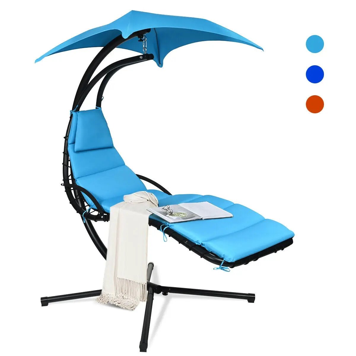 Hanging Stand Chaise Lounger Swing Chair with Pillow, photo 10 of 24