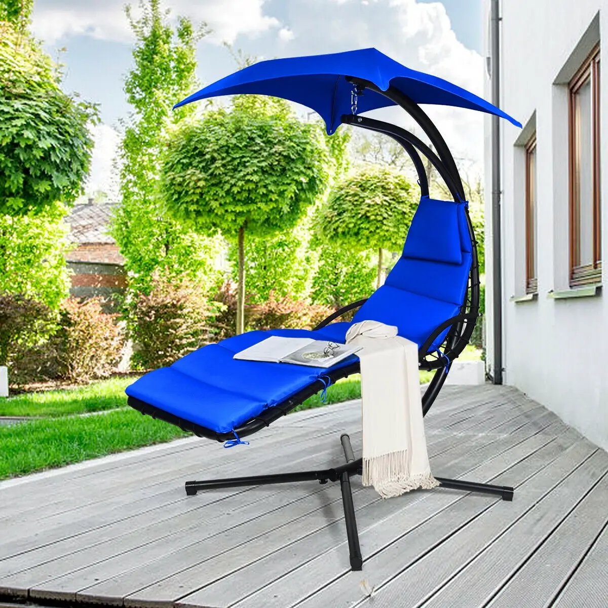 Hanging Stand Chaise Lounger Swing Chair with Pillow, photo 19 of 24