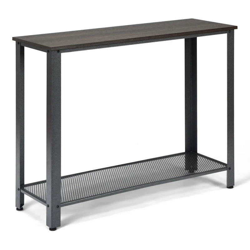 Metal Frame Wood Console Sofa Table with Storage Shelf by DirectDeals