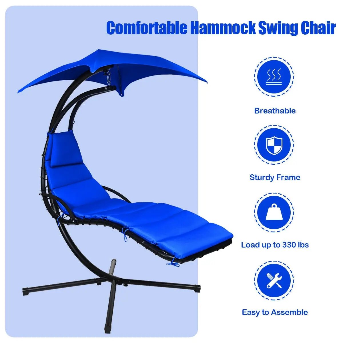 Hanging Stand Chaise Lounger Swing Chair with Pillow, photo 14 of 24