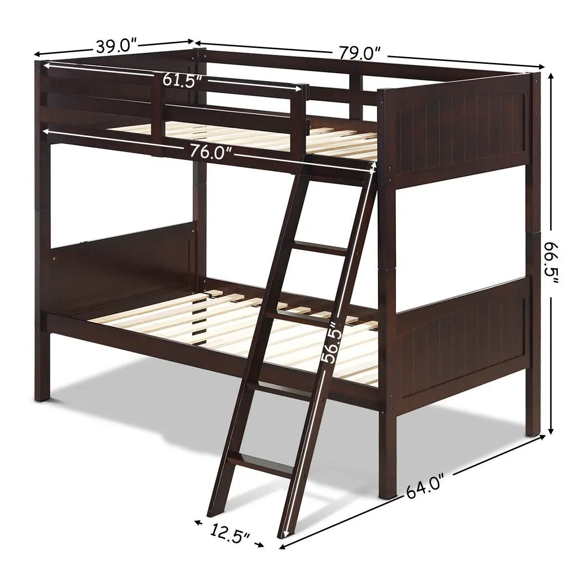 Twin Size Wooden Bunk Beds Convertible 2 Individual Beds, photo 5 of 9